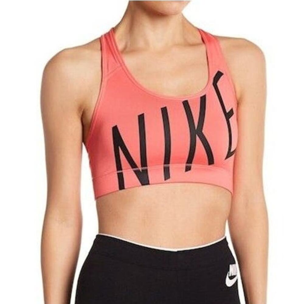 Nike Dri Fit Coral Black Sports Bra Victory Graphic Size Small 888571-823